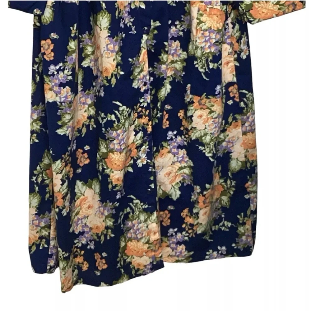 MODELS COAT House Dress Womens 3X Cotton Robe Muumuu Kaftan Pockets Pearl Snaps - Picture 6 of 10